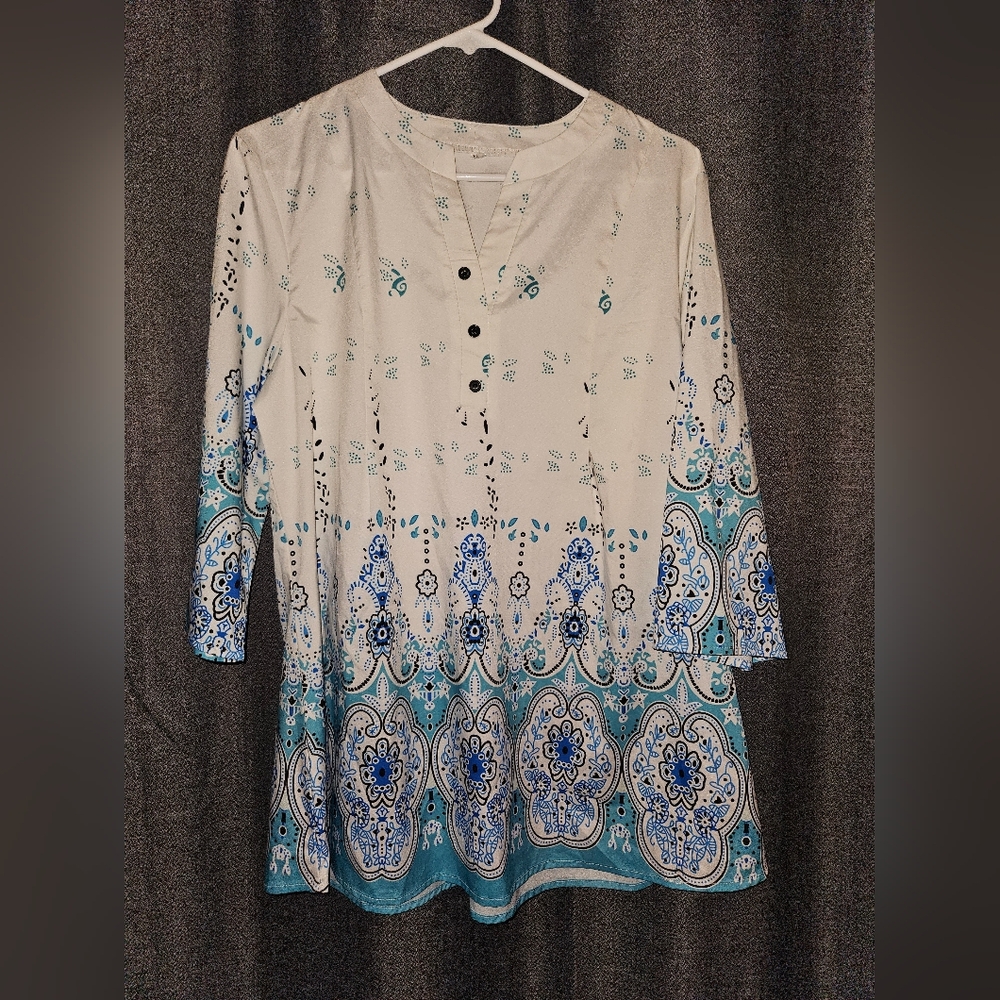 Bohemian Blue and White Tunic